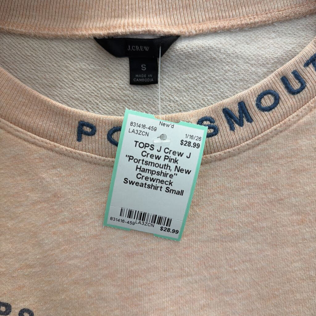 J Crew Pink "Portsmouth, New Hampshire" Crewneck Sweatshirt Small