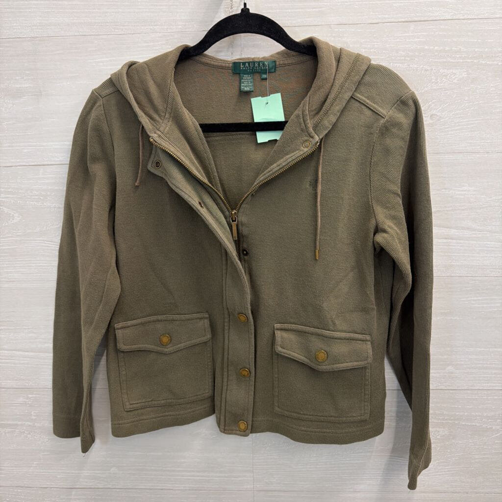 Lauren Ralph Lauren Olive Green Jacket Gold Buttons Medium Petite