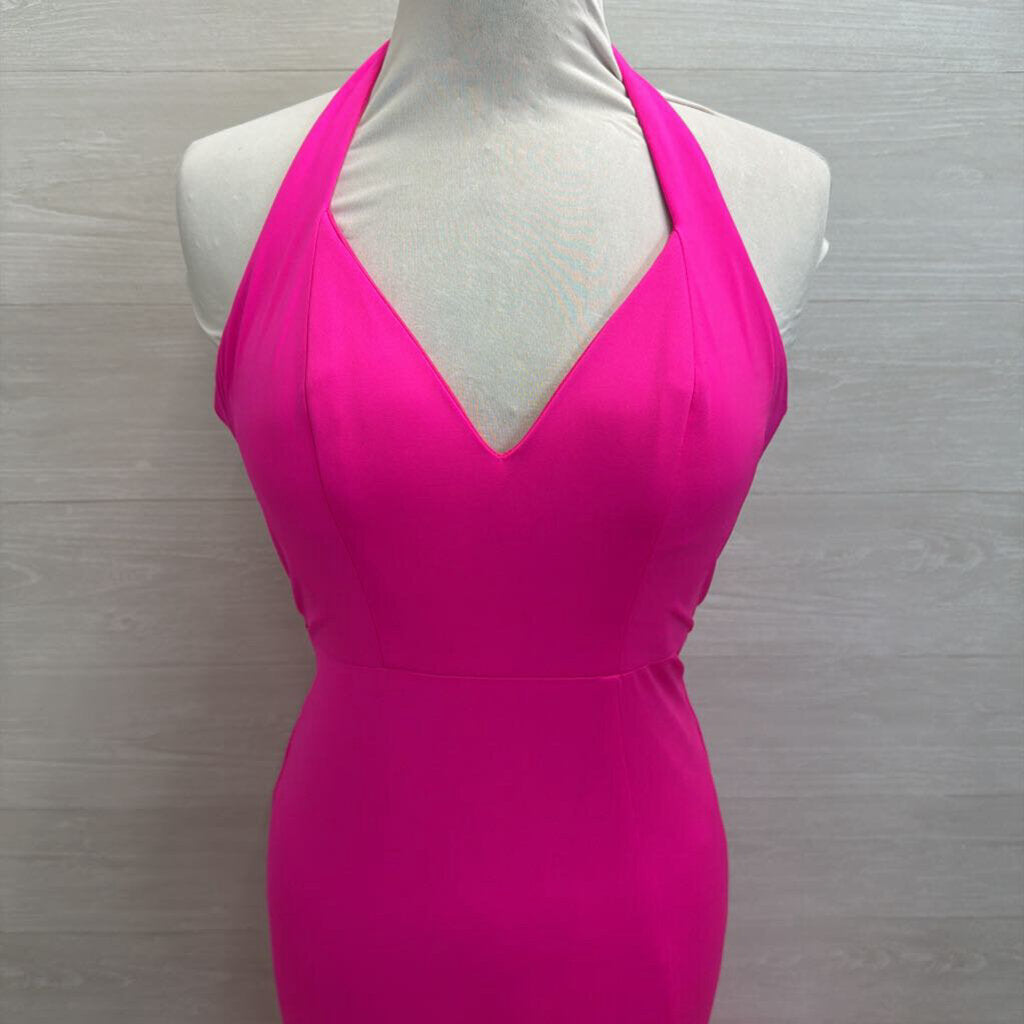 Glow Dress Hot Pink Halter Long Formal Dress 0
