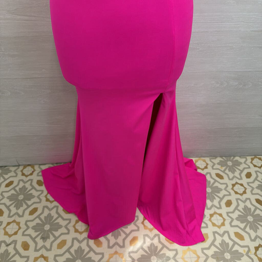 Glow Dress Hot Pink Halter Long Formal Dress 0