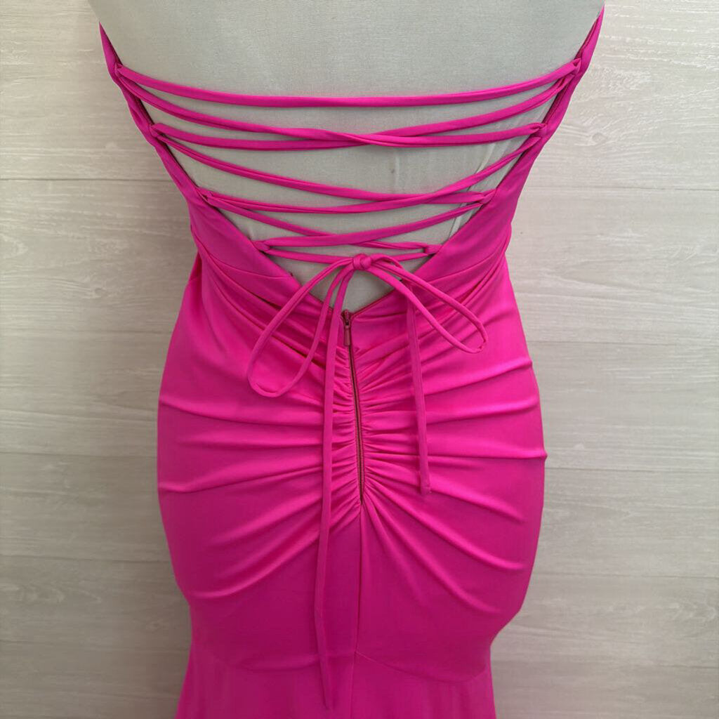 Glow Dress Hot Pink Halter Long Formal Dress 0