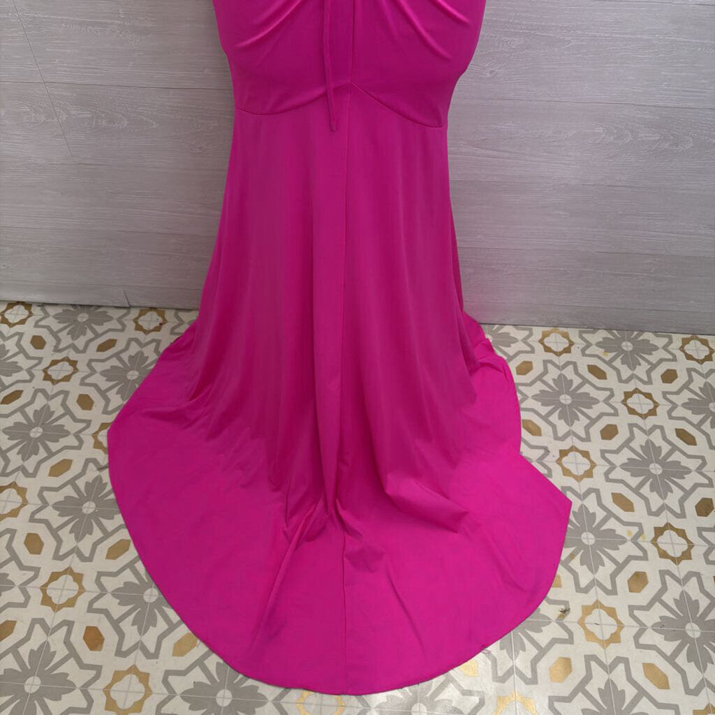 Glow Dress Hot Pink Halter Long Formal Dress 0