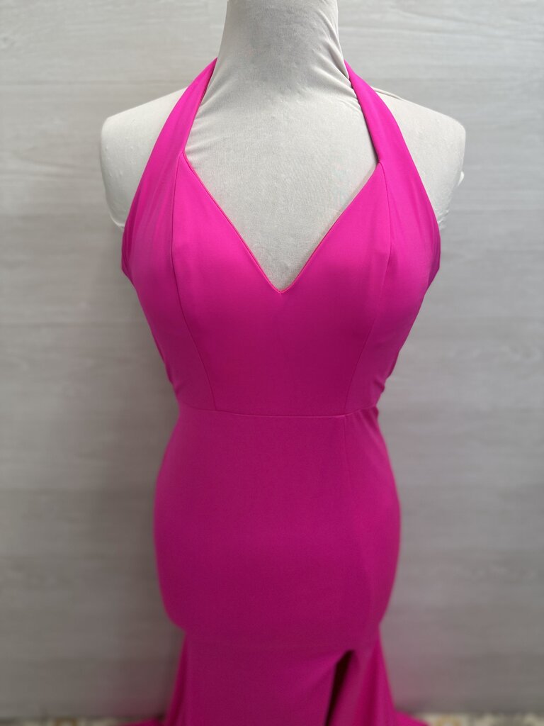 Glow Dress Hot Pink Halter Long Formal Dress 0
