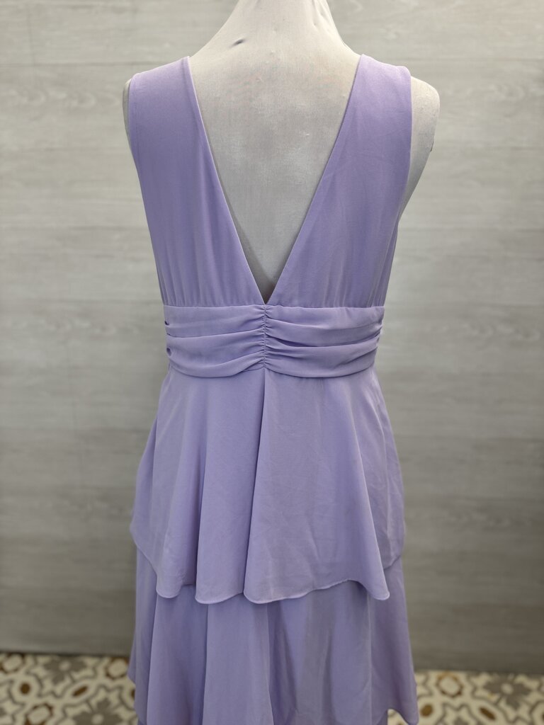 Lulus Purple V Neck Layered Skirt Midi Dress Large