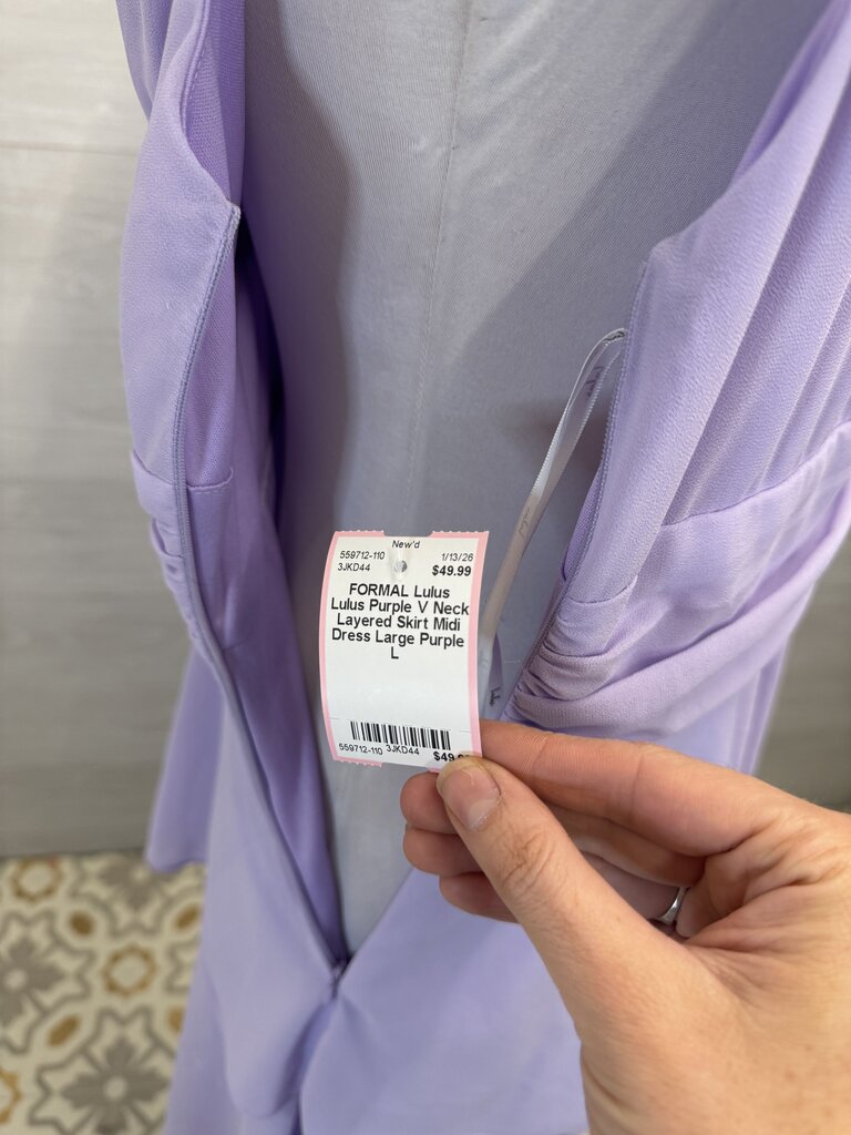 Lulus Purple V Neck Layered Skirt Midi Dress Large