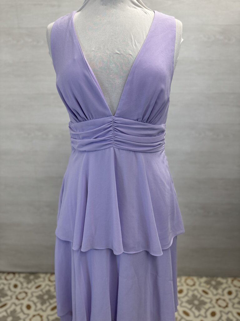 Lulus Purple V Neck Layered Skirt Midi Dress Large