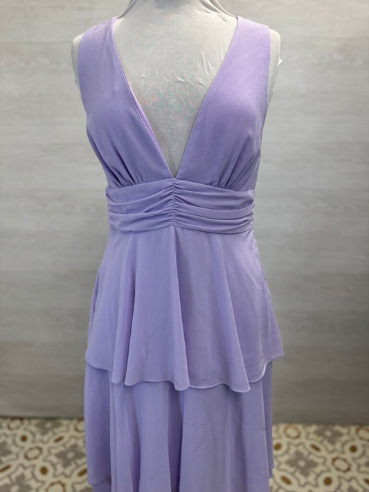 Lulus Purple V Neck Layered Skirt Midi Dress Large