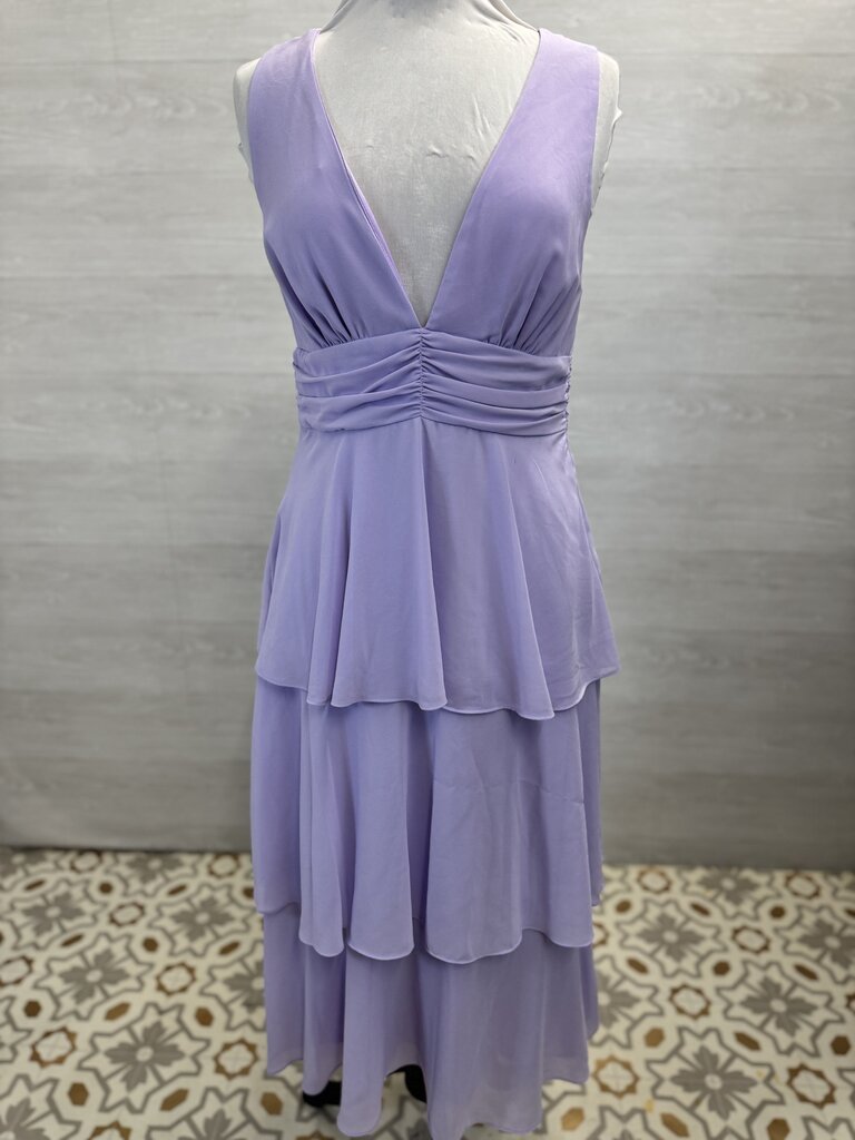 Lulus Purple V Neck Layered Skirt Midi Dress Large