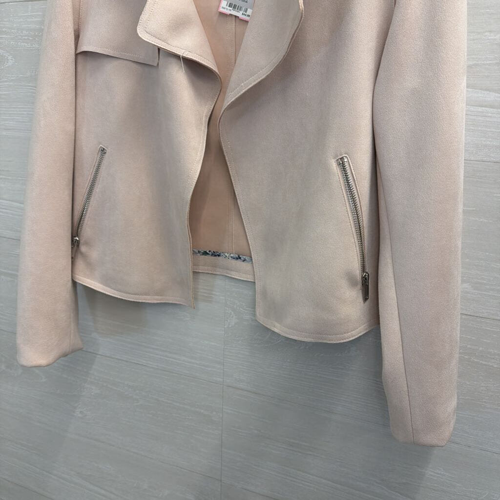 Anthropologie Pink Suede Open Front Moto Jacket Medium