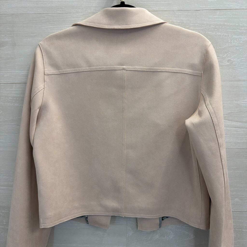 Anthropologie Pink Suede Open Front Moto Jacket Medium