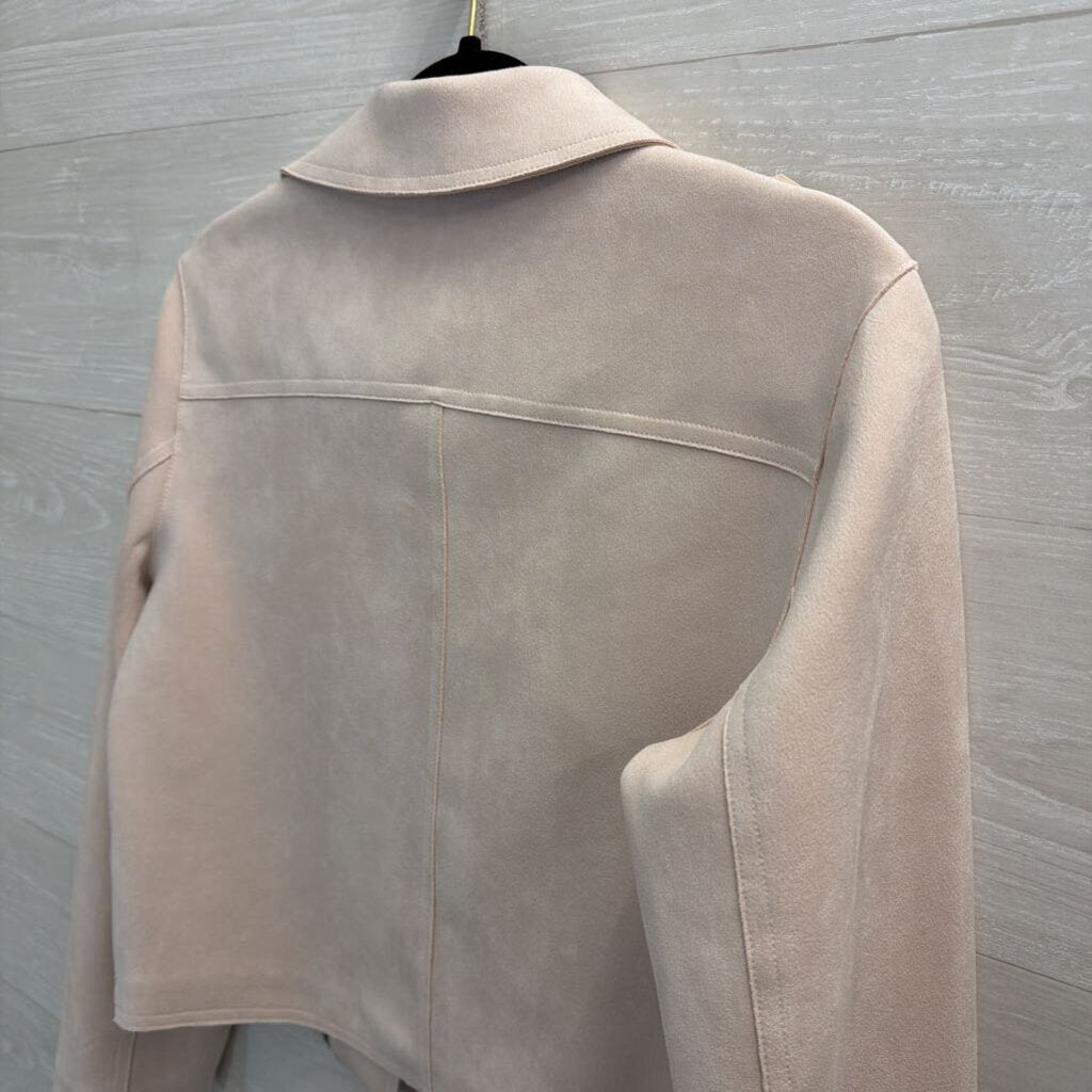 Anthropologie Pink Suede Open Front Moto Jacket Medium