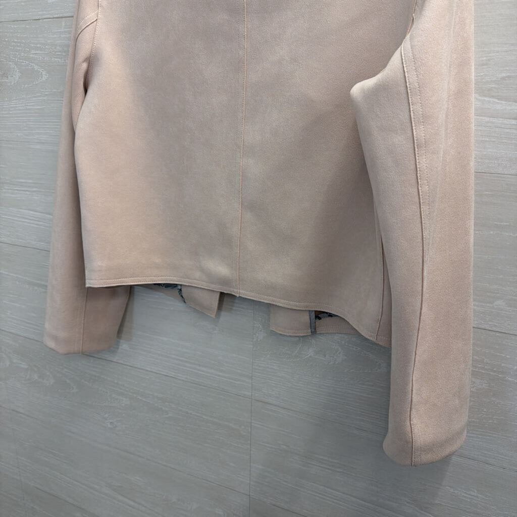 Anthropologie Pink Suede Open Front Moto Jacket Medium