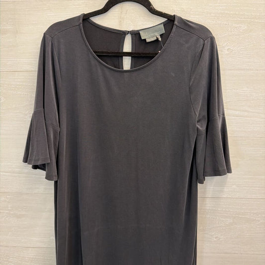 Anthropologie Soft Grey Short Sleeve Ruffle Hem Dress Large