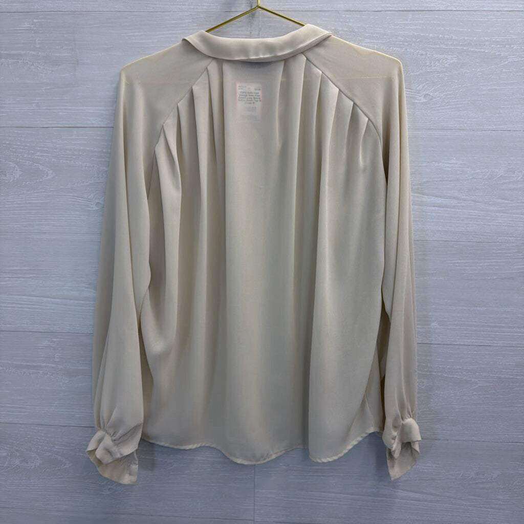 Vintage Anne Klein Cream Long Sleeve Button Down Top 10