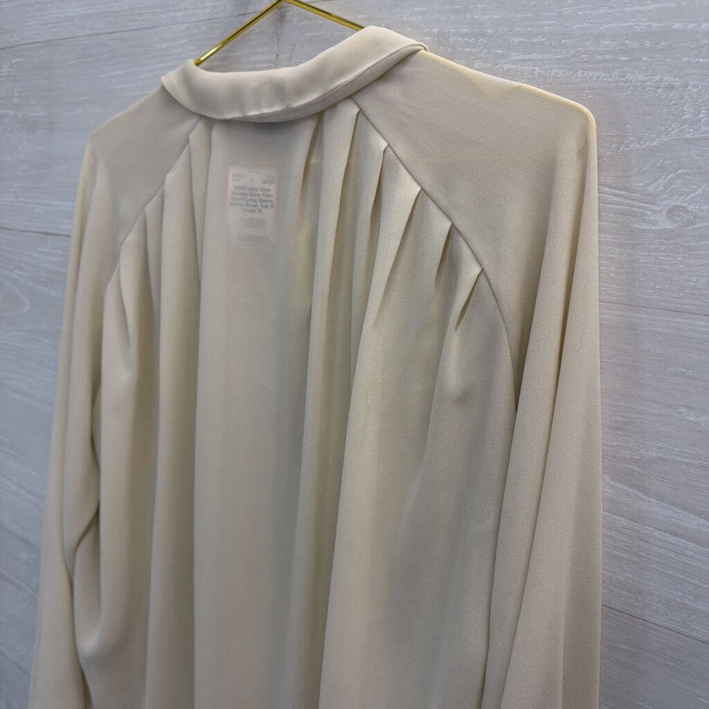 Vintage Anne Klein Cream Long Sleeve Button Down Top 10