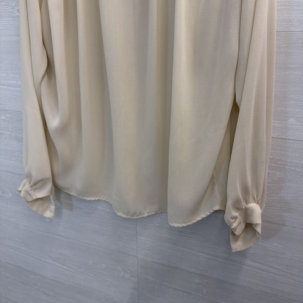 Vintage Anne Klein Cream Long Sleeve Button Down Top 10