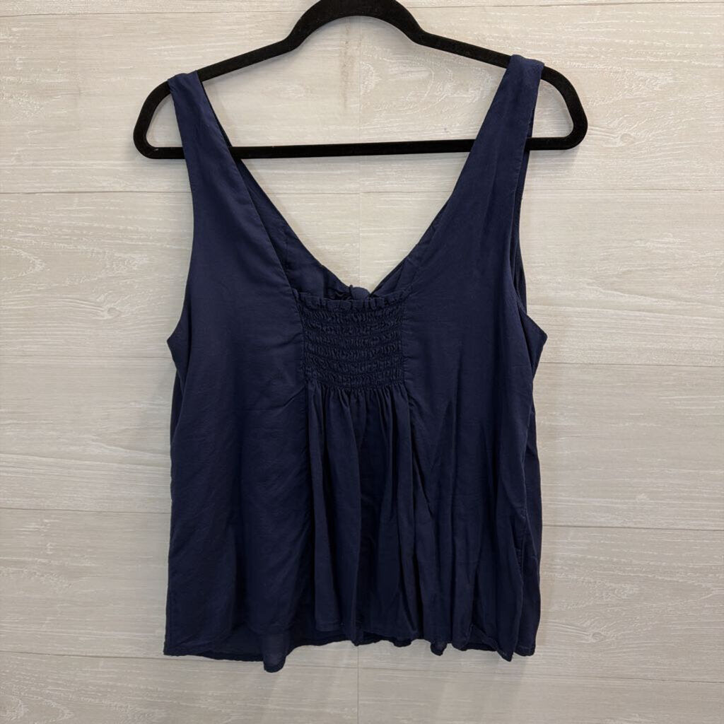 Maeve Navy Tie Front Tank Top Medium