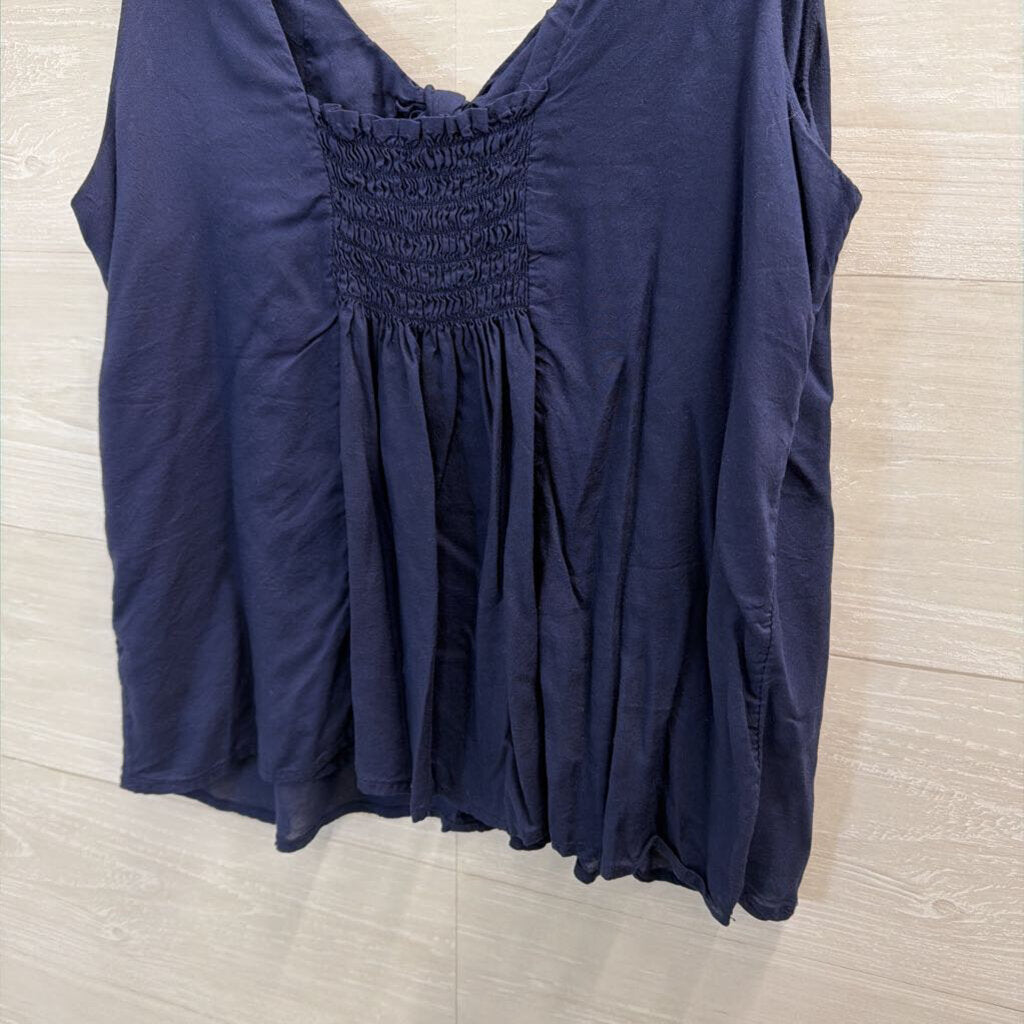 Maeve Navy Tie Front Tank Top Medium