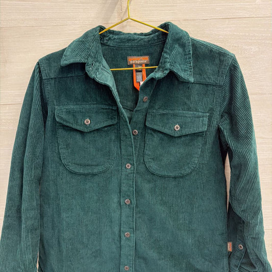 Patagonia Green Corduroy Long Sleeve Button Down Top Small