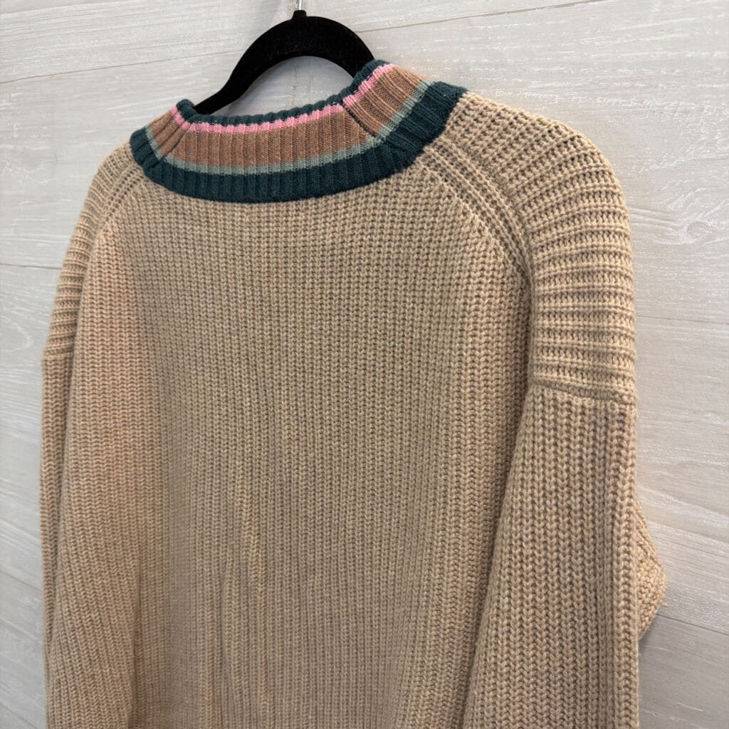 Madewell Brown/ Multi Striped V Neck Long Sleeve Sweater Medium