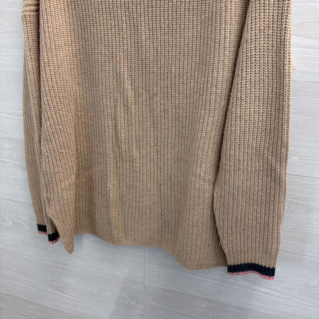 Madewell Brown/ Multi Striped V Neck Long Sleeve Sweater Medium