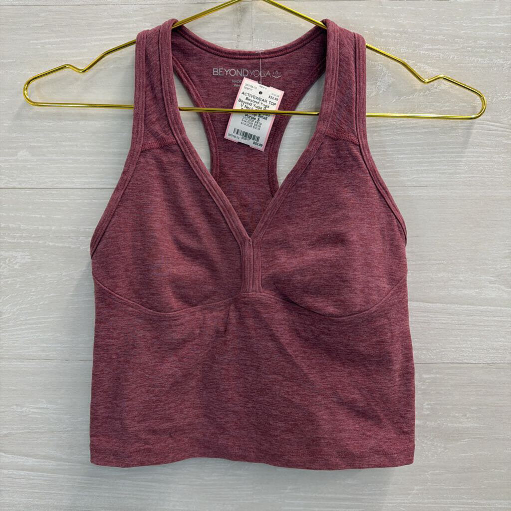 Beyond Yoga Purple V Neck Cropped Tank Top Small