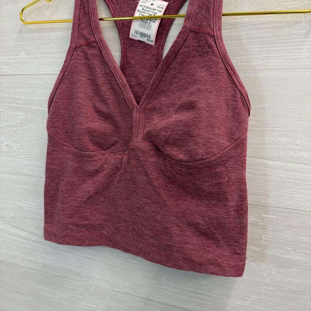 Beyond Yoga Purple V Neck Cropped Tank Top Small