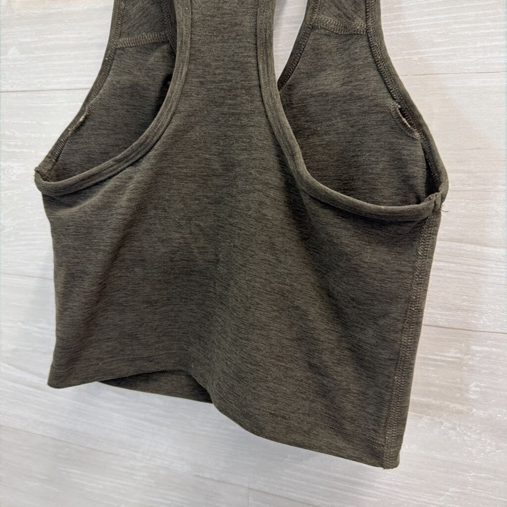 Beyond Yoga Green V Neck Padded Cropped Tank Top Small