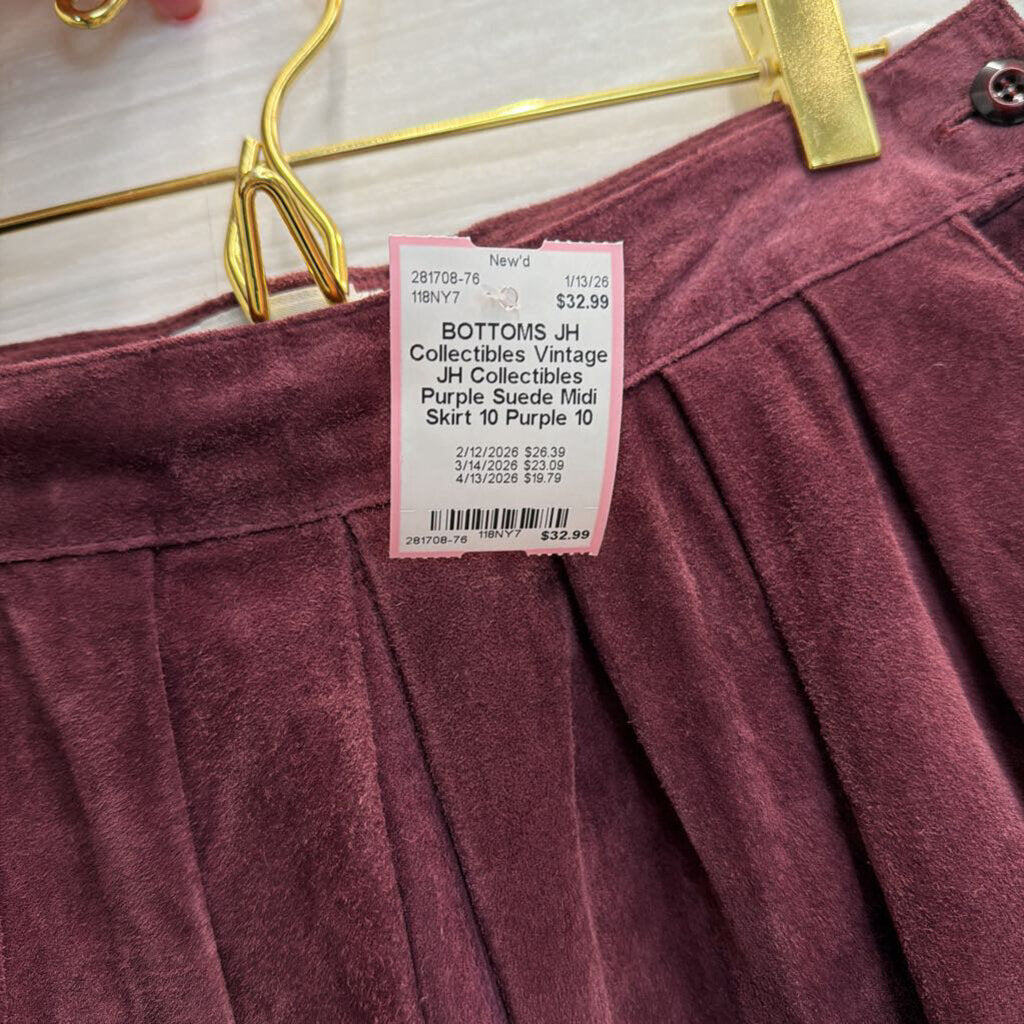Vintage JH Collectibles Purple Suede Midi Skirt 10