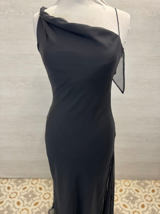 Gia and Co Black One Shoulder Flutter Detail Long Formal Dress 4