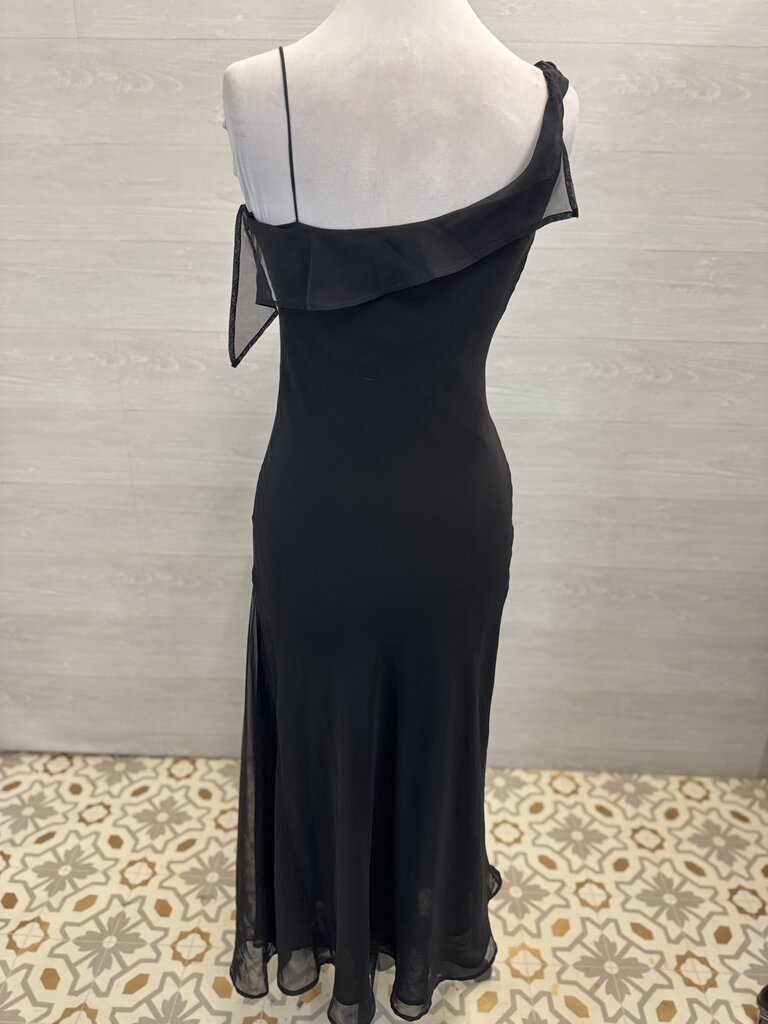 Gia and Co Black One Shoulder Flutter Detail Long Formal Dress 4