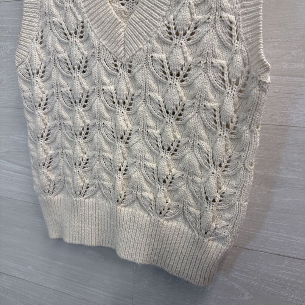 Loft Cream Knit V Neck Sleeveless Sweater Extra Small