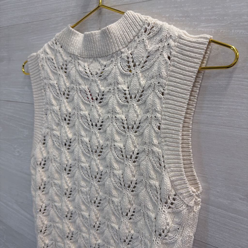 Loft Cream Knit V Neck Sleeveless Sweater Extra Small