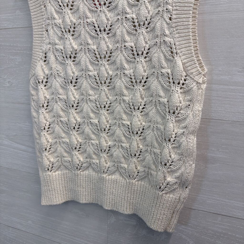 Loft Cream Knit V Neck Sleeveless Sweater Extra Small