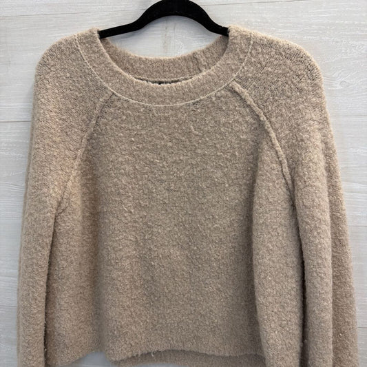 Aerie Beige Textured Knit Cropped Sweater Top Small
