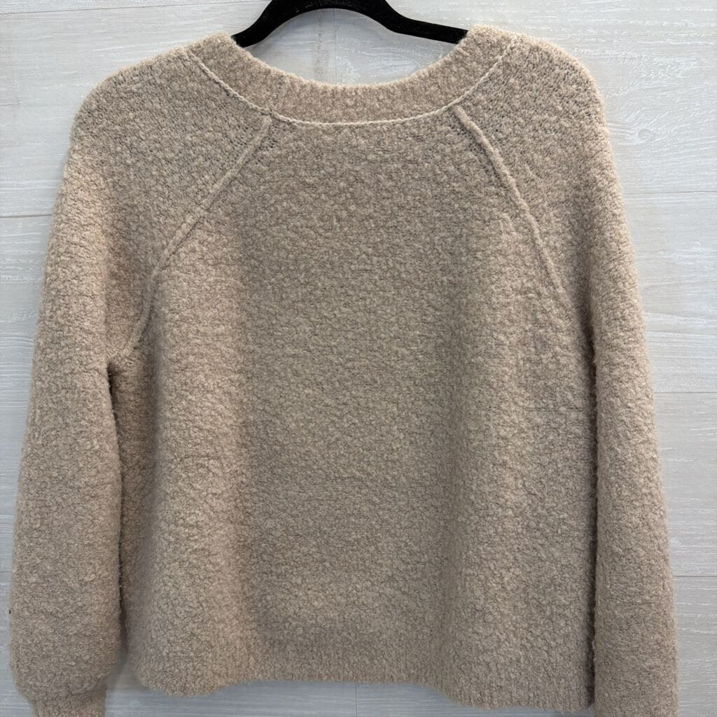 Aerie Beige Textured Knit Cropped Sweater Top Small