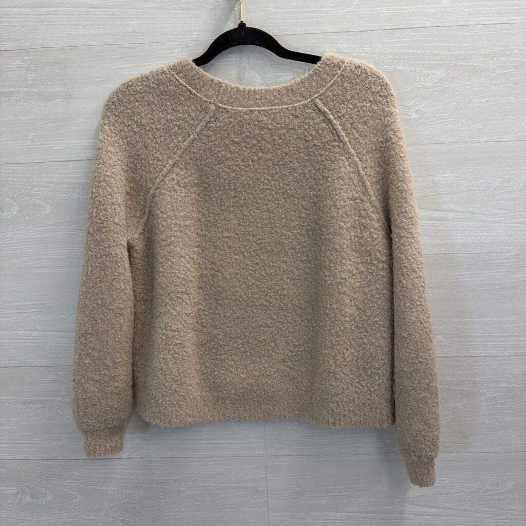 Aerie Beige Textured Knit Cropped Sweater Top Small