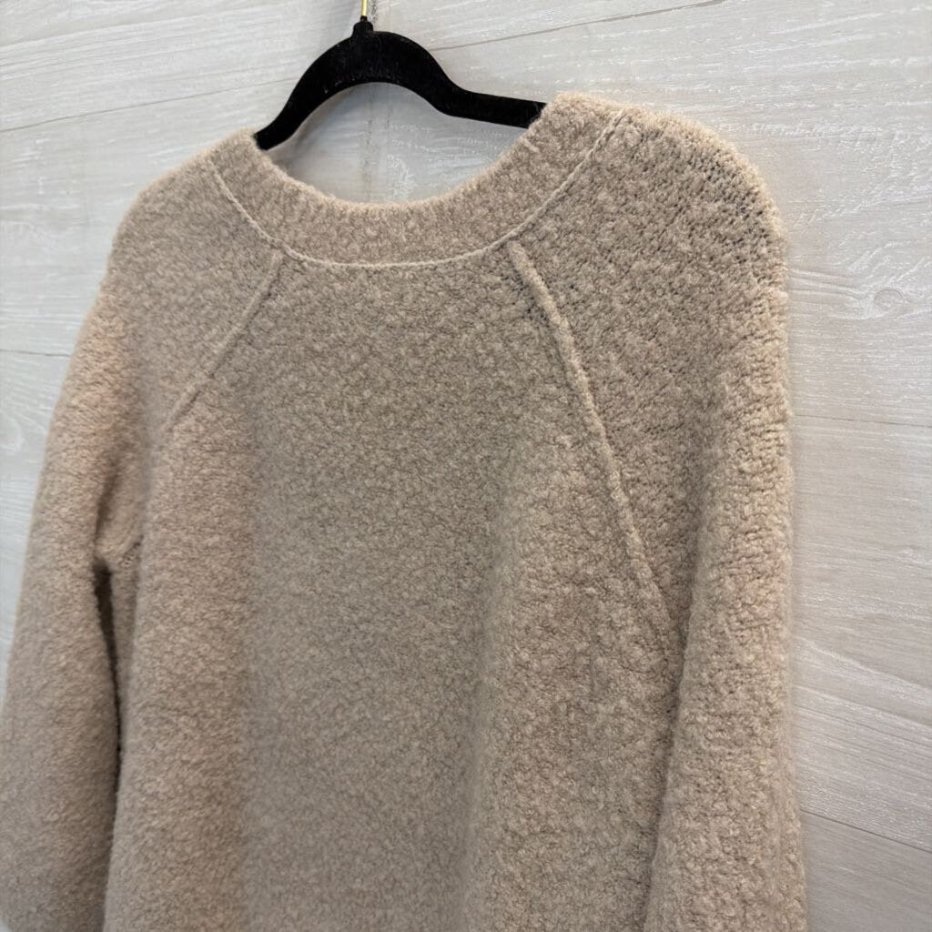 Aerie Beige Textured Knit Cropped Sweater Top Small