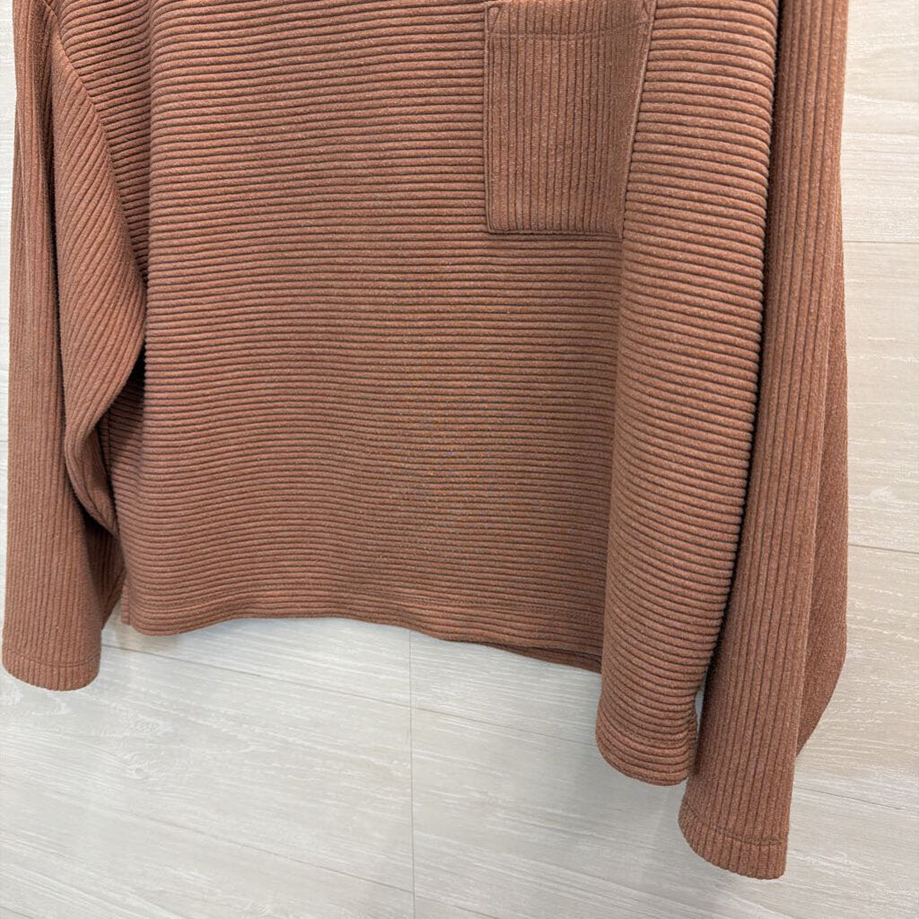 A New Day Mauve Pink Ribbed Long Sleeve Boxy Top Small