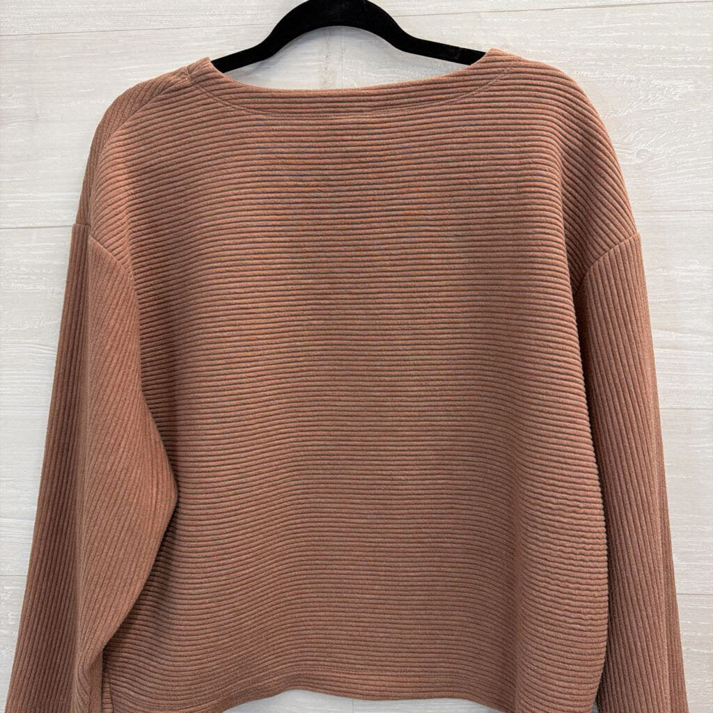 A New Day Mauve Pink Ribbed Long Sleeve Boxy Top Small