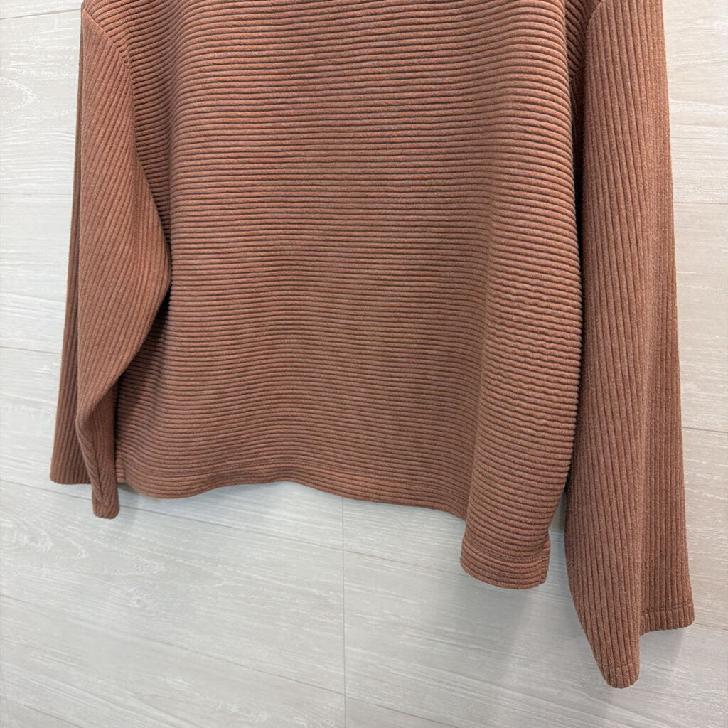 A New Day Mauve Pink Ribbed Long Sleeve Boxy Top Small