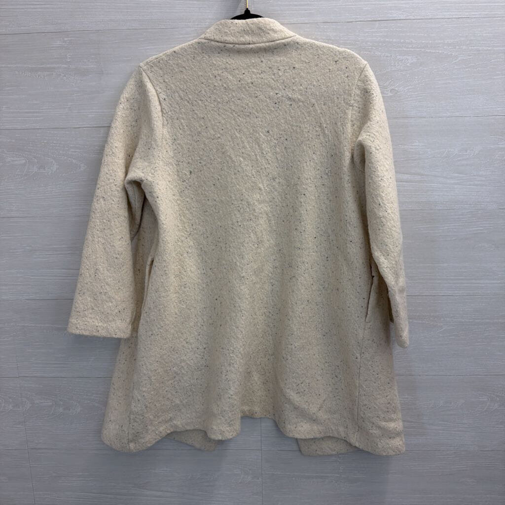 Madewell Cream/ Black Speckled Knit Long Sleeve Long Open Front Sweater Small