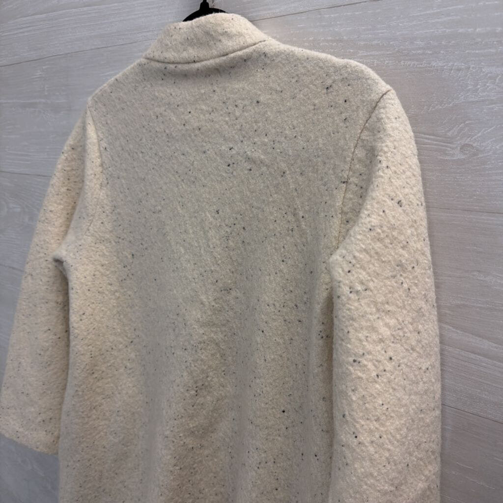 Madewell Cream/ Black Speckled Knit Long Sleeve Long Open Front Sweater Small