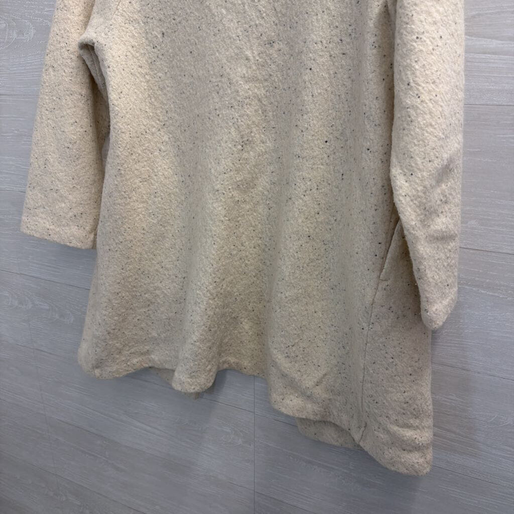 Madewell Cream/ Black Speckled Knit Long Sleeve Long Open Front Sweater Small