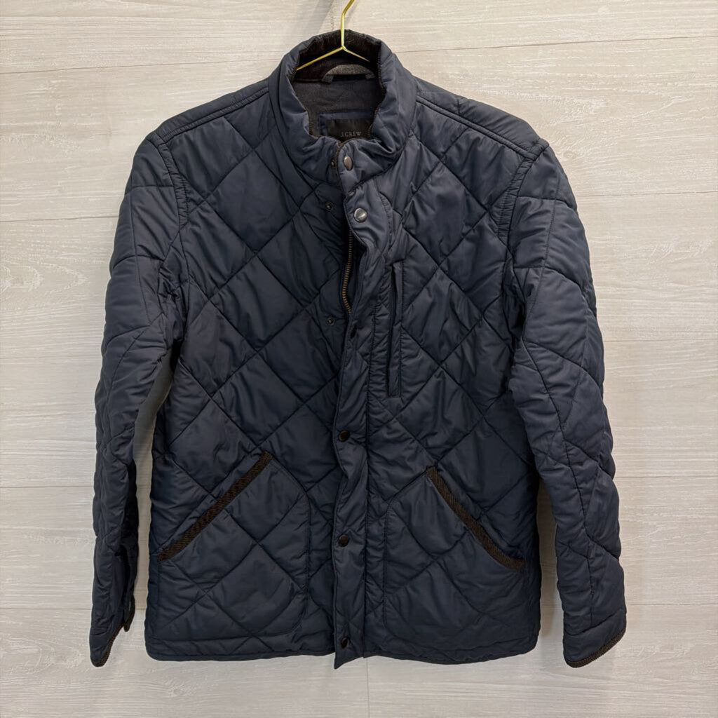 J Crew Navy Quilted Long Sleeve Jacket Medium