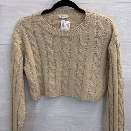 Bittersweet Beige Cropped Cable Knit Sweater Small