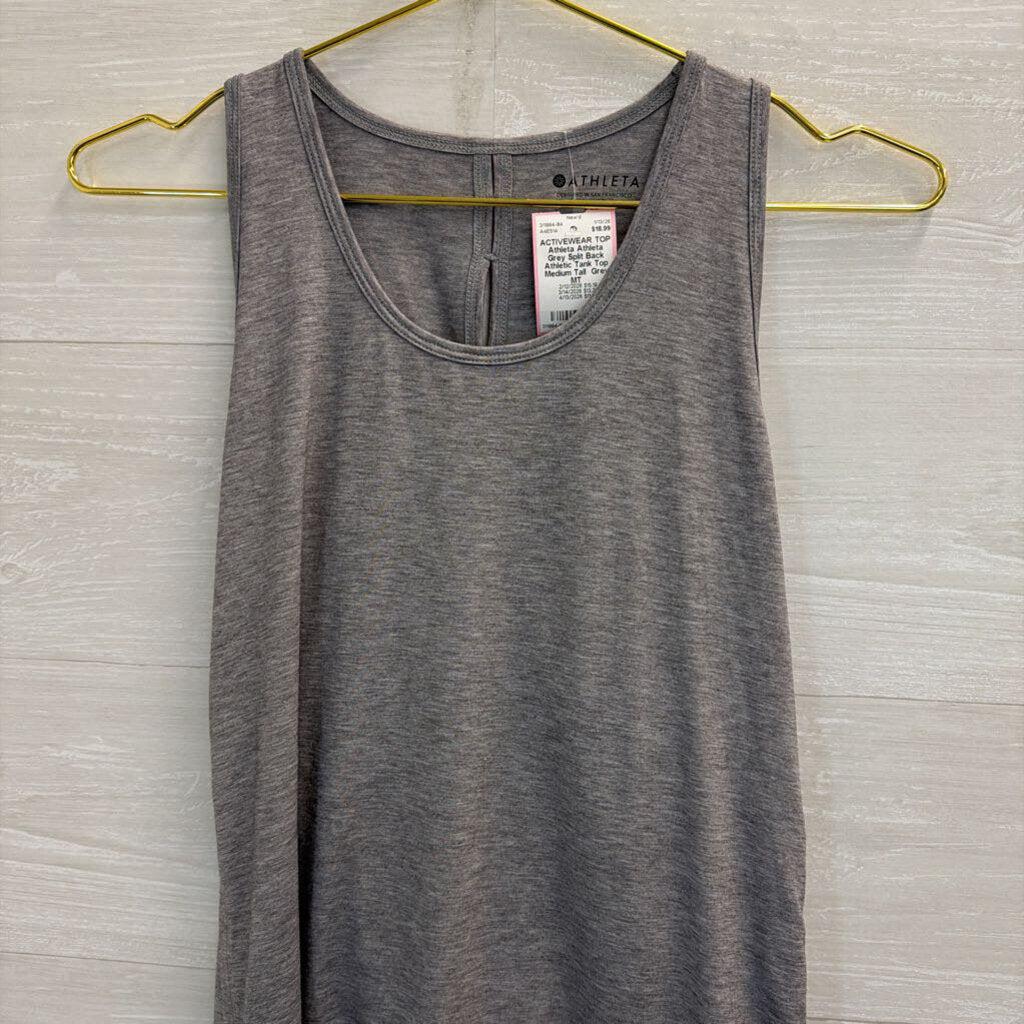 Athleta Grey Split Back Athletic Tank Top Medium Tall