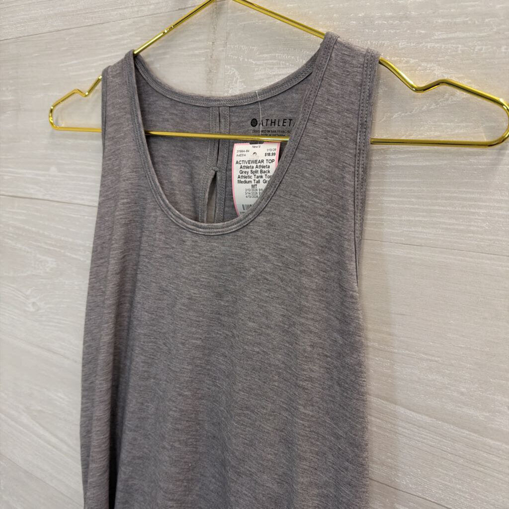 Athleta Grey Split Back Athletic Tank Top Medium Tall