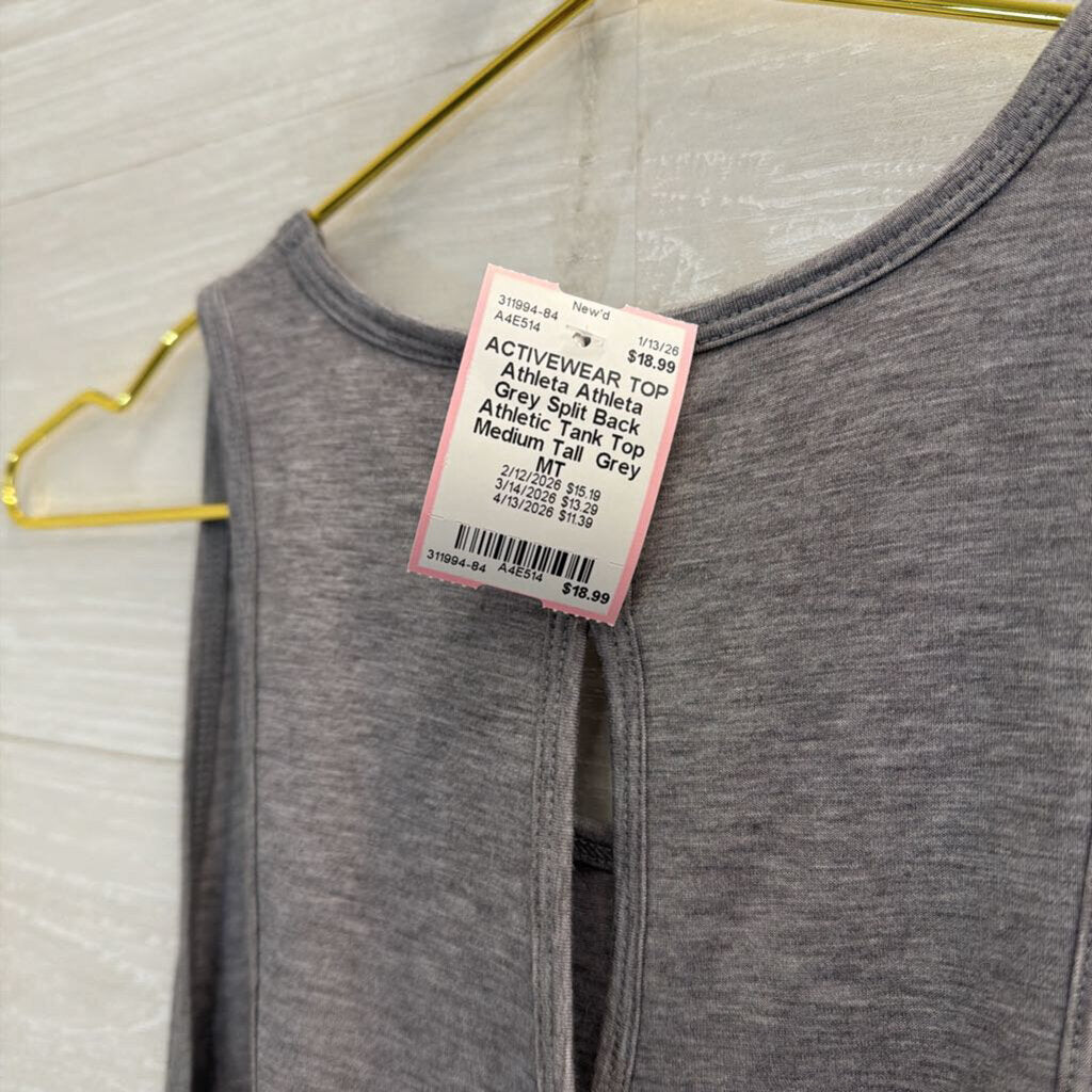 Athleta Grey Split Back Athletic Tank Top Medium Tall