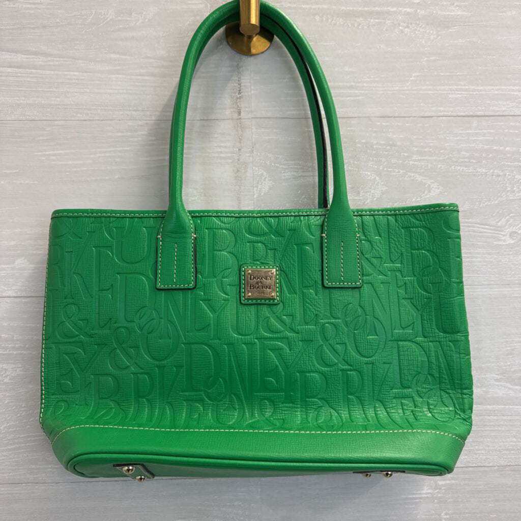 Dooney and Bourke Green Retro Embossed Russel Tote Purse